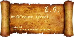 Brünauer Izrael névjegykártya